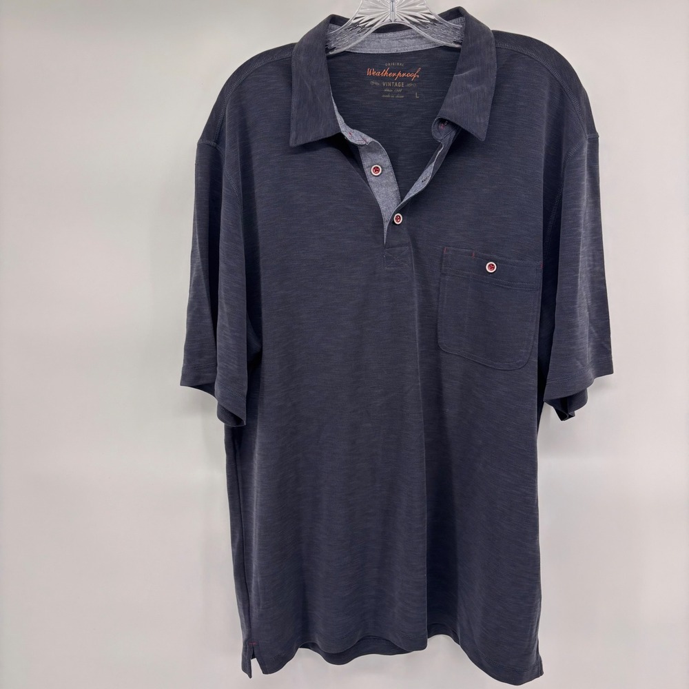 Weatherproof Vintage Polo Shirt Mens Large Gray Short Sleeve Casual Top‎